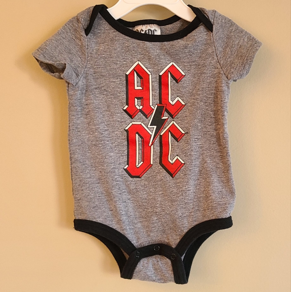 AC/DC grey short sleeved onesie/bodysuit